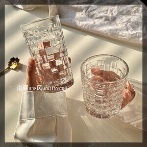 Woven Pattern Glass Tumbler Set - Clear